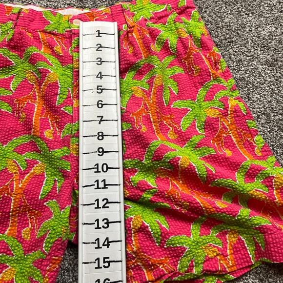 Lilly Pulitzer Seersucker Shorts Womens 36 Pink Green Orange Palm Tree Print - Picture 5 of 7